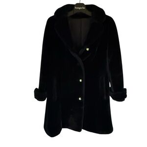 Vintage Borgazia Black Faux Fur Women’s Long Winter Coat By Sportowne No Size